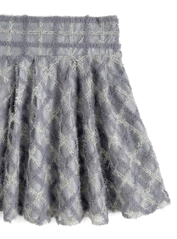 チェック柄シアーフレアミニスカート