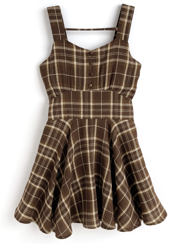 チェック柄フレアミニワンピース