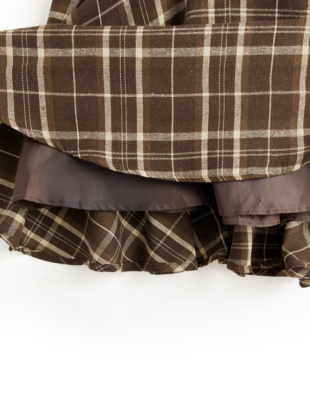 チェック柄フレアミニワンピース