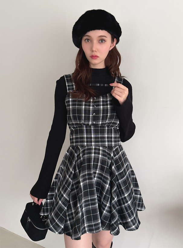 チェック柄フレアミニワンピース[tw1233] | レディースファッション