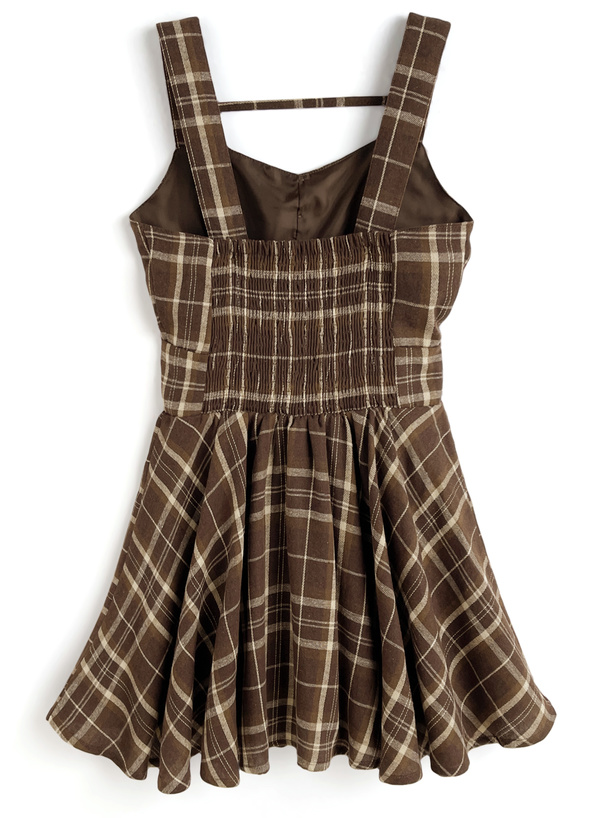 チェック柄フレアミニワンピース[tw1233] | レディース