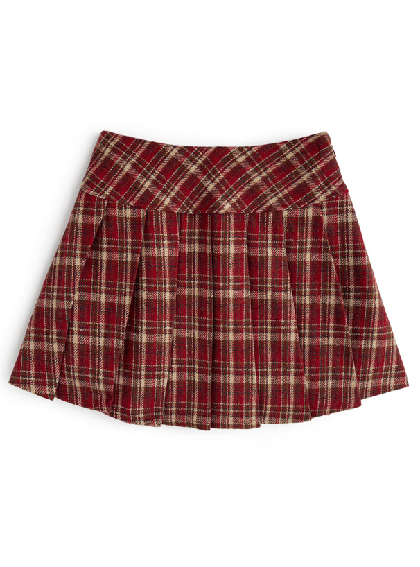 インパン裏地付きチェック柄プリーツミニスカート[tw1239