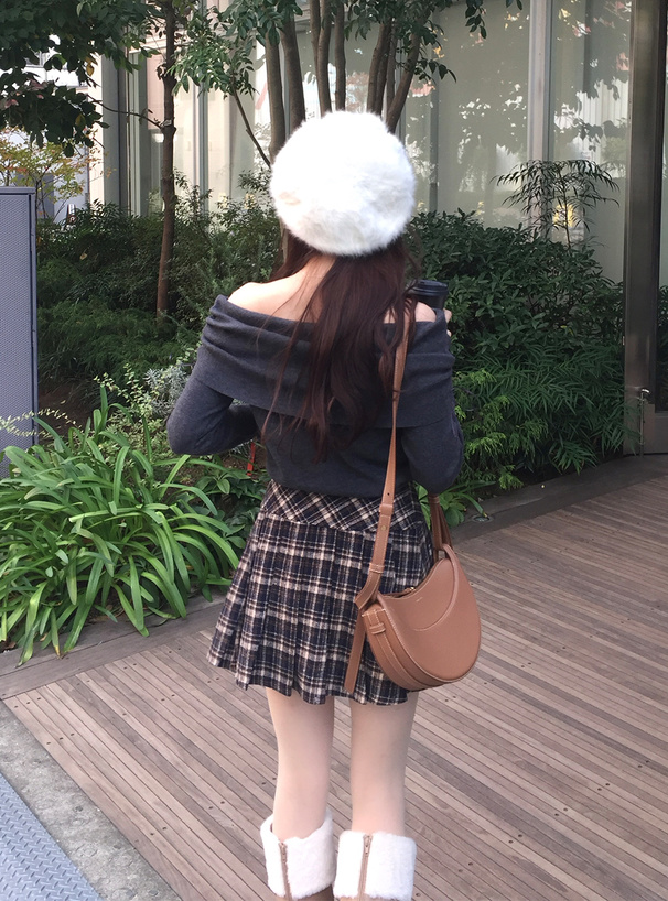 インパン裏地付きチェック柄プリーツミニスカート[tw1239