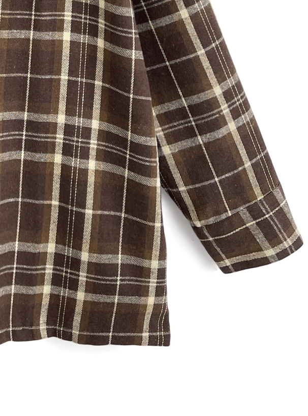 フード付きチェック柄シャツ