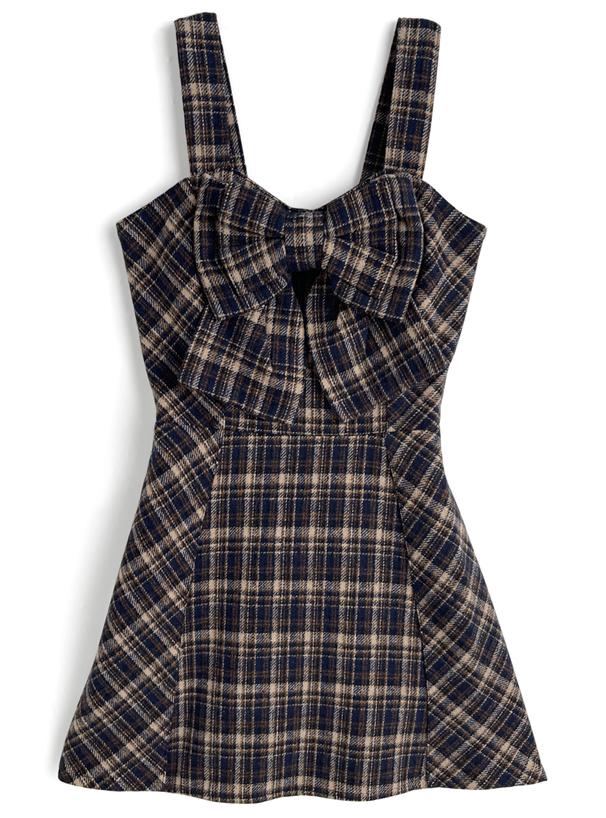 チェック柄ビッグリボンミニワンピース[tw1242] | レディース