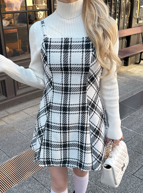 チェック柄ツイードキャミソールミニワンピース[tw1250] | レディース