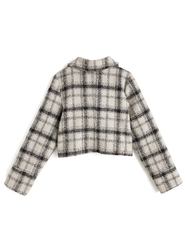 リボン付きチェック柄ツイードジャケット[tw1251] | レディース