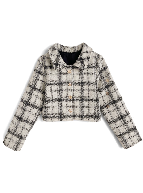 リボン付きチェック柄ツイードジャケット[tw1251] | レディース