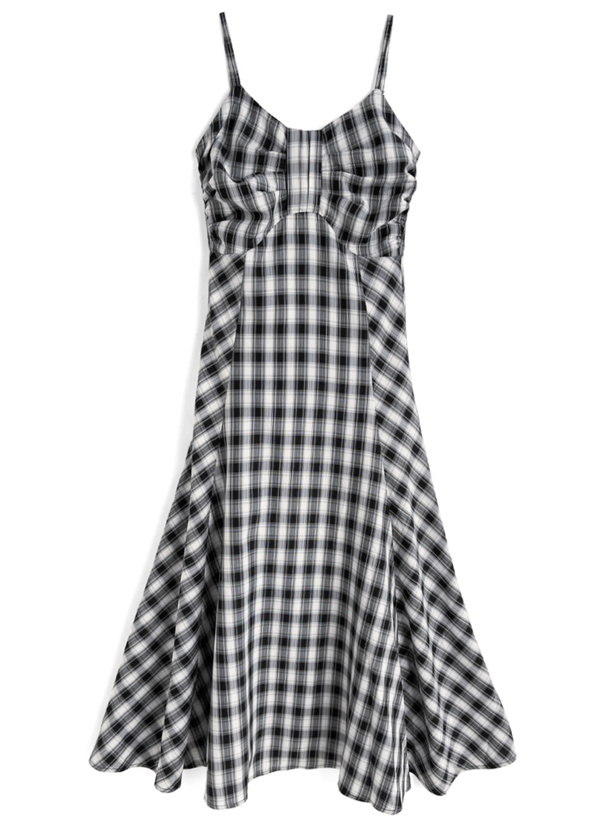 チェック柄リボンキャミソールワンピース×ボレロアンサンブル[tw1254