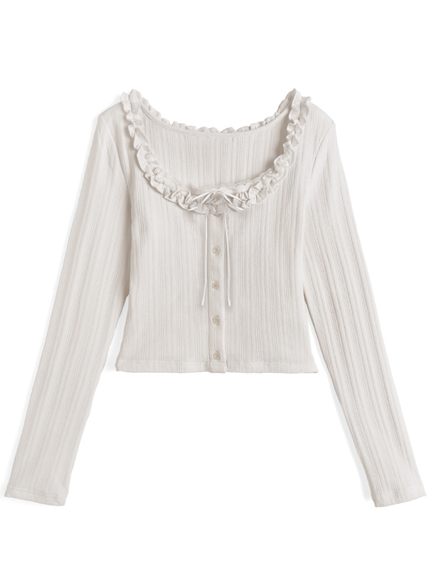 レイヤード風リボンフリルトップス[tw1260]