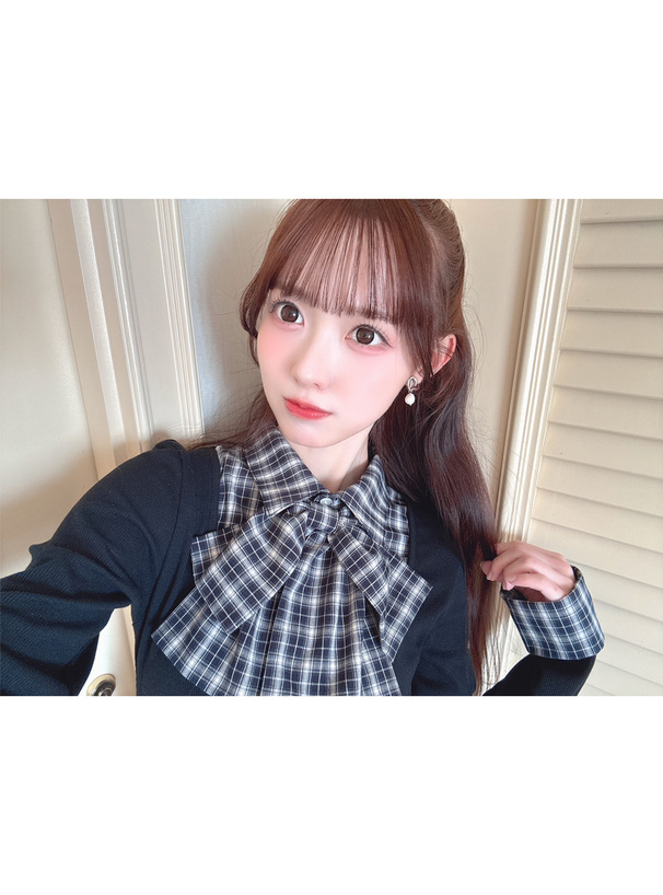 リボン付きチェック柄ドッキングティアードフリルミニワンピース