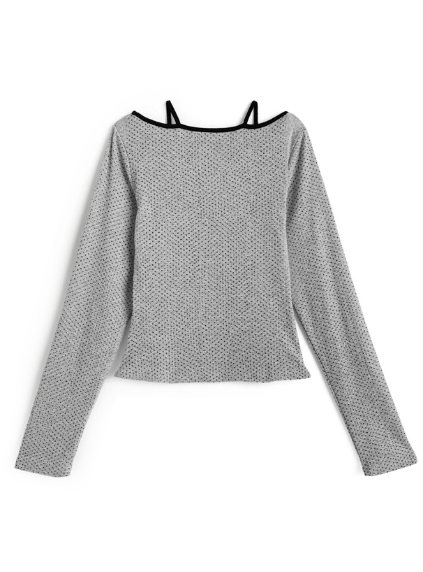 ドット柄レイヤード風トップス