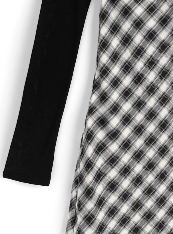 チェック柄ホルターネックワンピース×シアーボレロアンサンブル