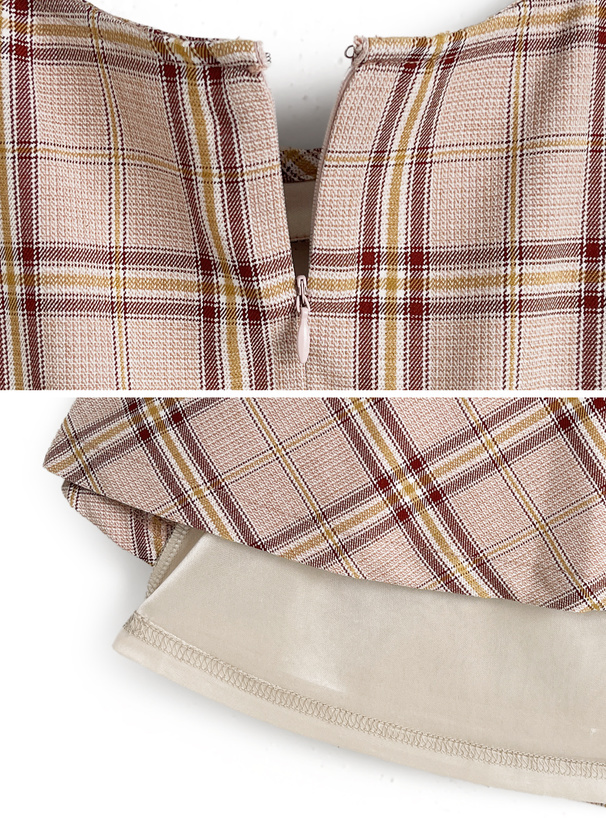 チェック柄フロントオープンノースリーブミニワンピース