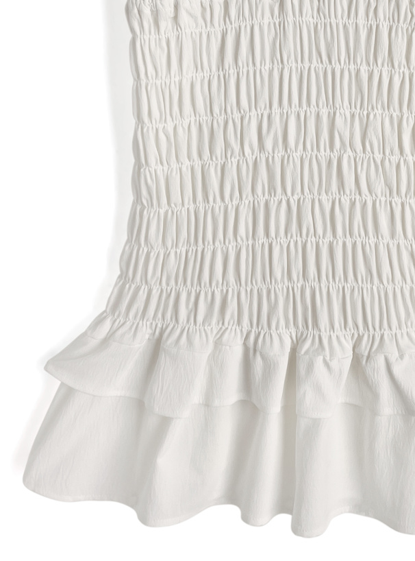 シャーリングフリルオフショルダーミニワンピース