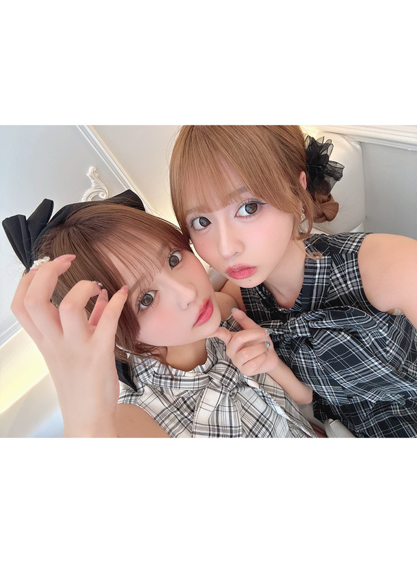 チェック柄リボンアメスリバルーンミニワンピース