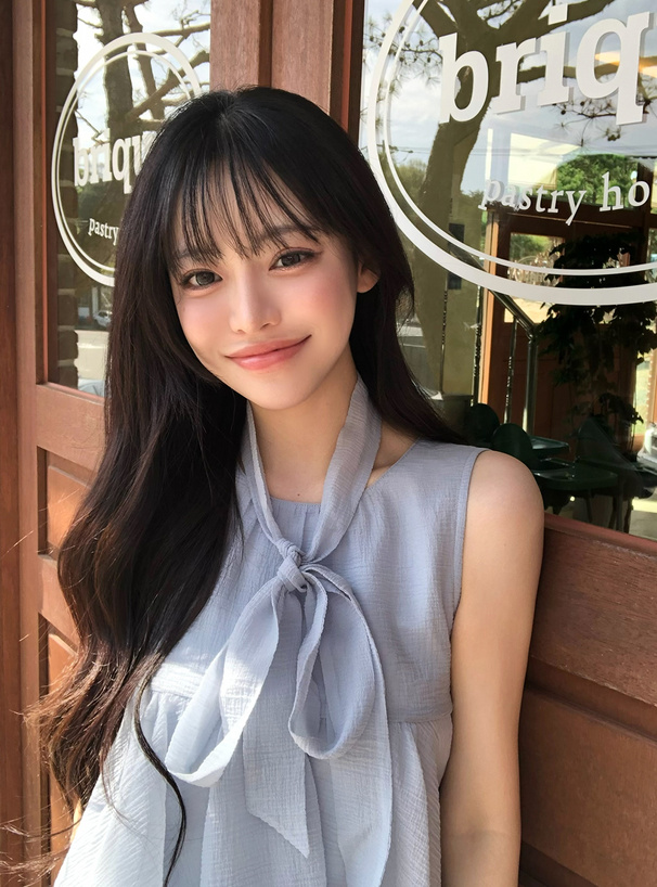 タイ付きノースリーブシアーティアードチュニック