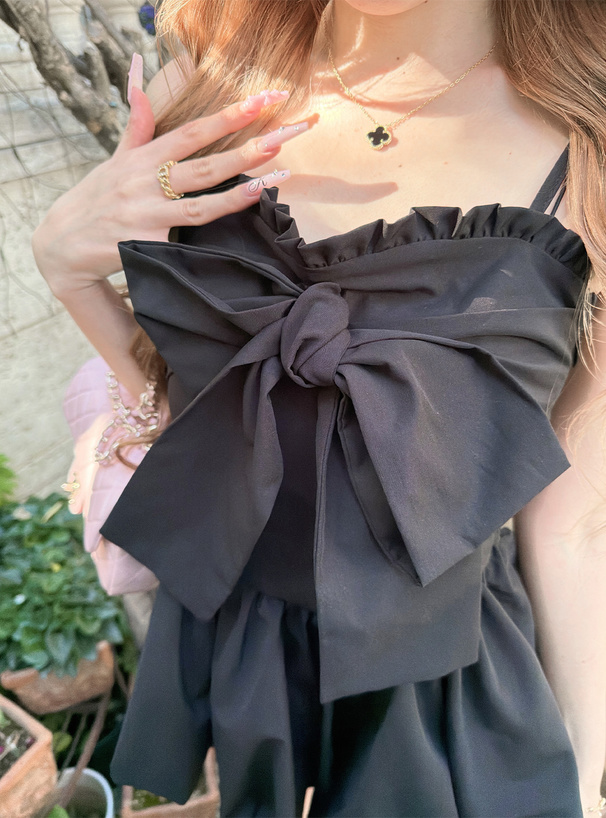 フレブル服　ハンドメイド　バルーンキャミタンク 　vette863 ビッグリボンバルーンキャミソールチュニック[tw1314] | レディース