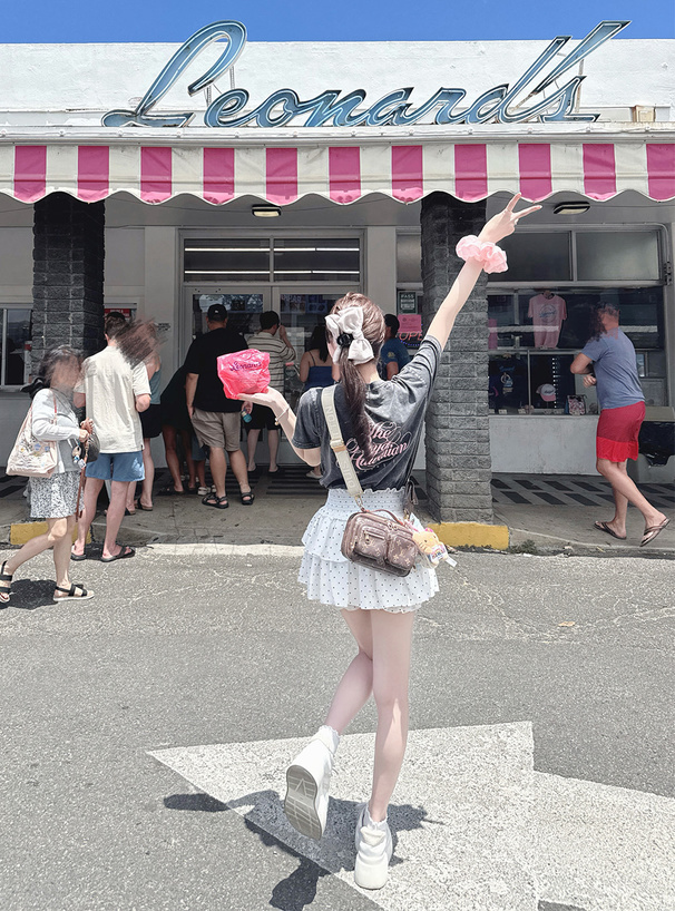 ドット柄シャーリングティアードミニスカートパンツ