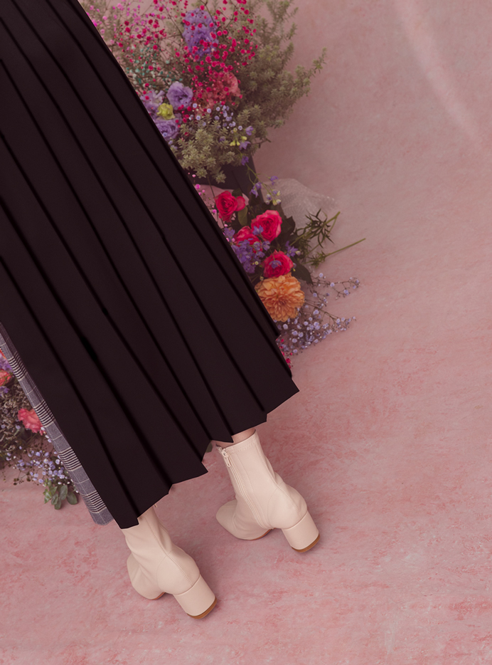 今田美桜 プリーツ切り替えチェックラップスカート