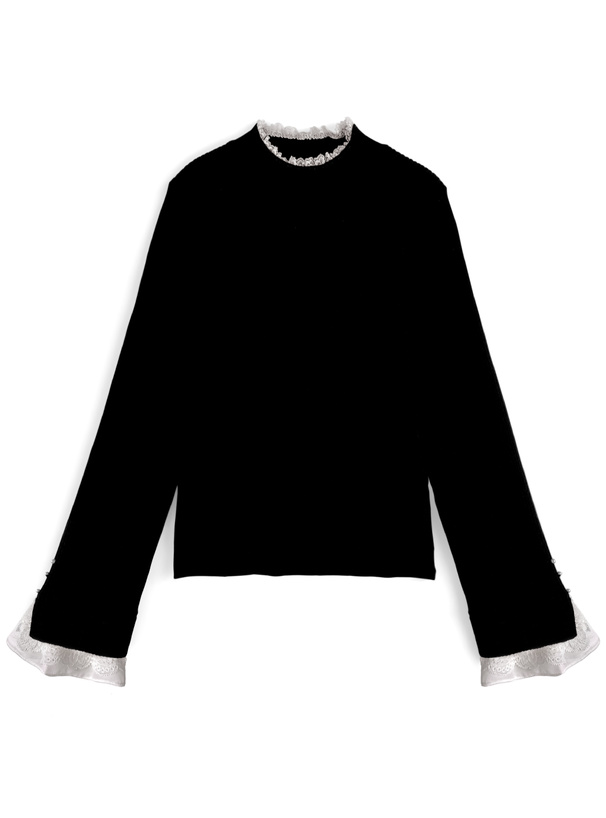 レース切替リブニットトップス