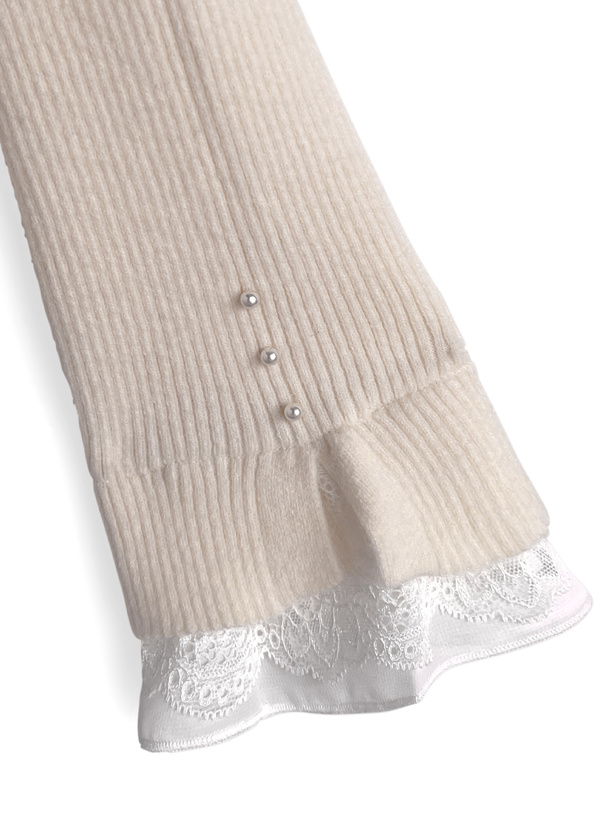 レース切替リブニットトップス