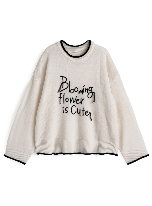 配色ロゴ刺繍ニットトップス[uf076]