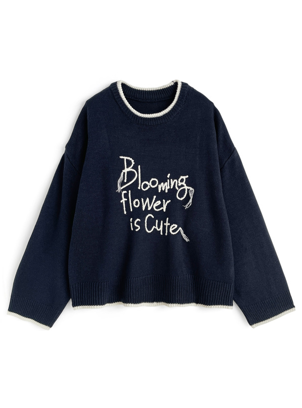 配色ロゴ刺繍ニットトップス[uf076] | レディースファッション通販の