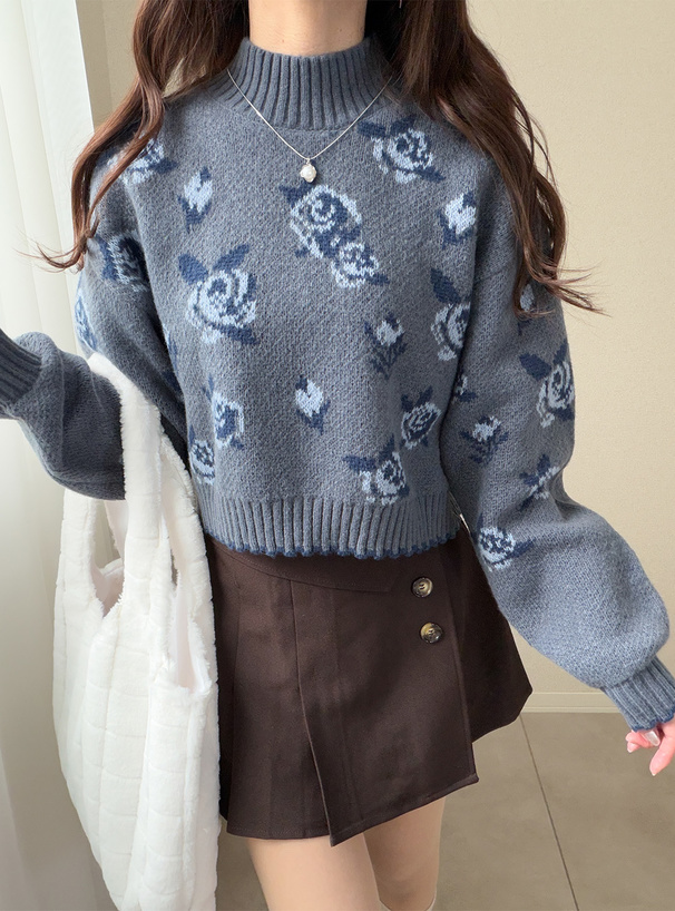 花柄ジャガードニットトップス[uf079] | レディースファッション通販の