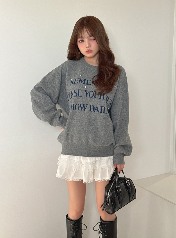 トップス STONE  ロゴラインストーンニットトップス[uf081] | レディースファッション