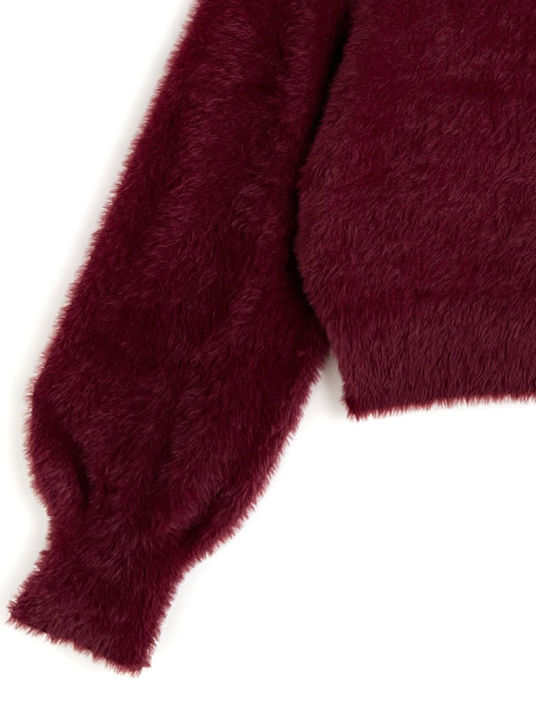 オフショルダーシャギーニットトップス