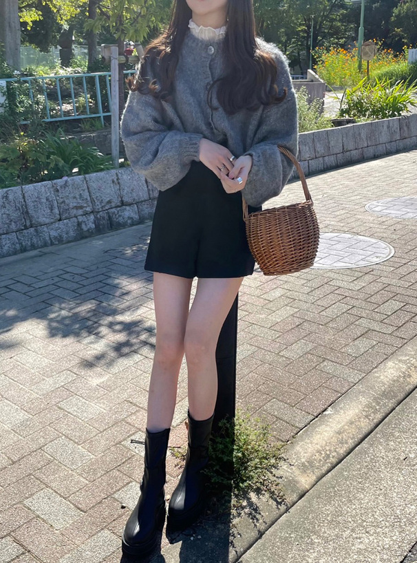 ドロップショルダーモヘヤタッチニットカーディガン