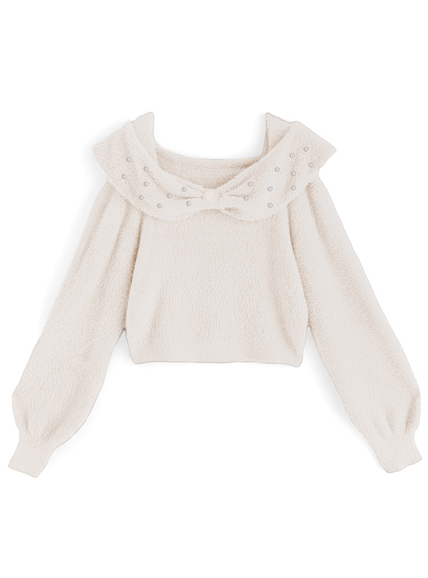 リボンカラーフェザーニットトップス[ws19] | レディースファッション