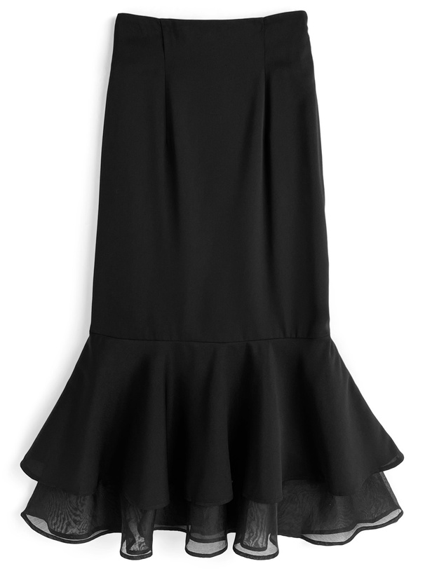 裾シアーマーメイドスカート