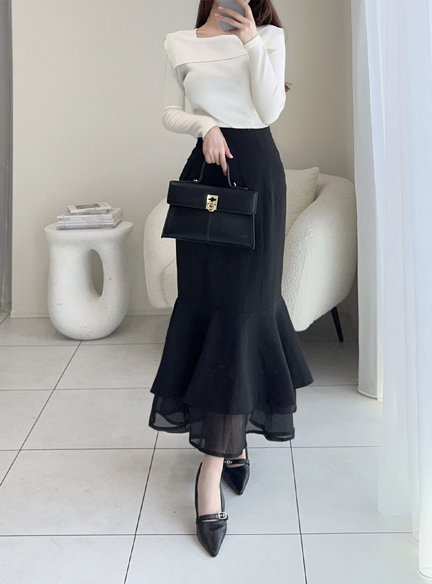 裾シアーマーメイドスカート