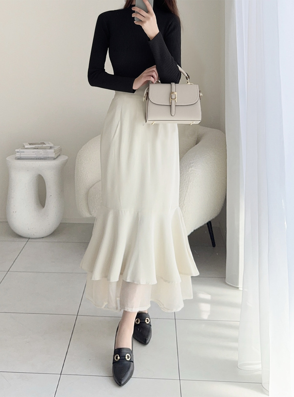 裾シアーマーメイドスカート