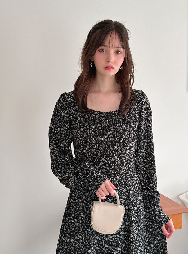 小花柄スクエアネックロングワンピース[ws23] | レディース