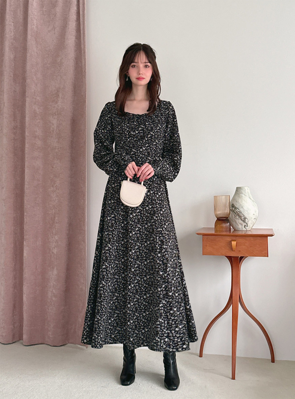 小花柄スクエアネックロングワンピース[ws23] | レディース