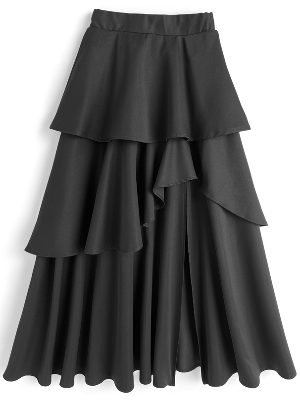 ティアードフリルスリットアシンメトリースカート