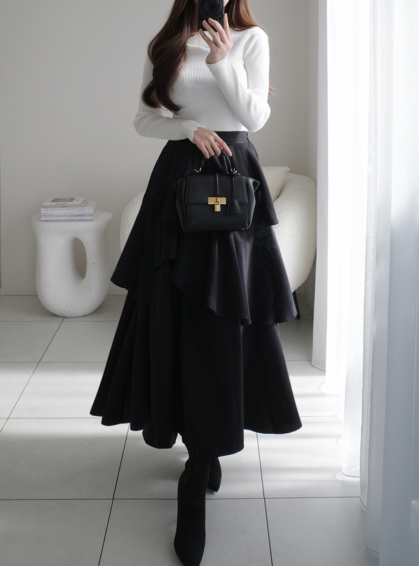 ティアードフリルスリットアシンメトリースカート