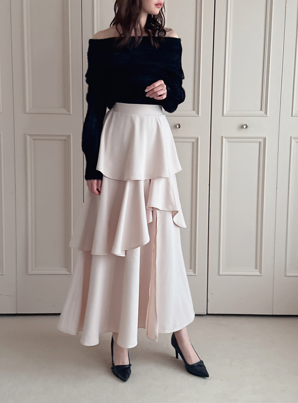 ティアードフリルスリットアシンメトリースカート