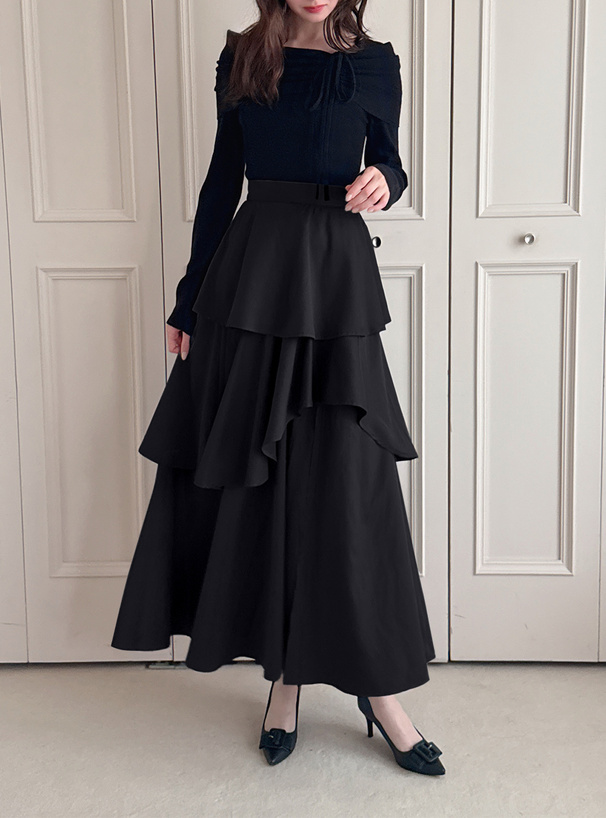 ティアードフリルスリットアシンメトリースカート