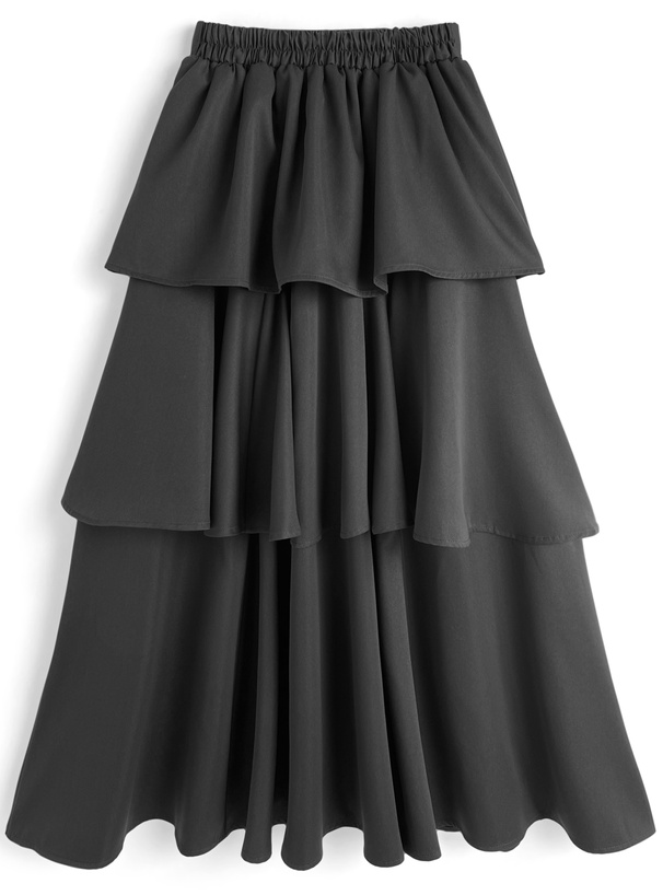 ティアードフリルスリットアシンメトリースカート