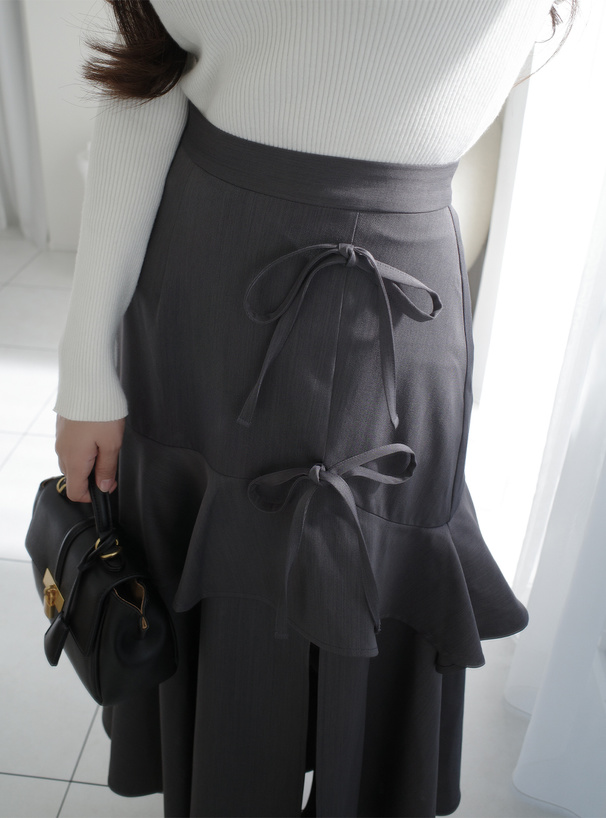 フリルリボンスリットスカート