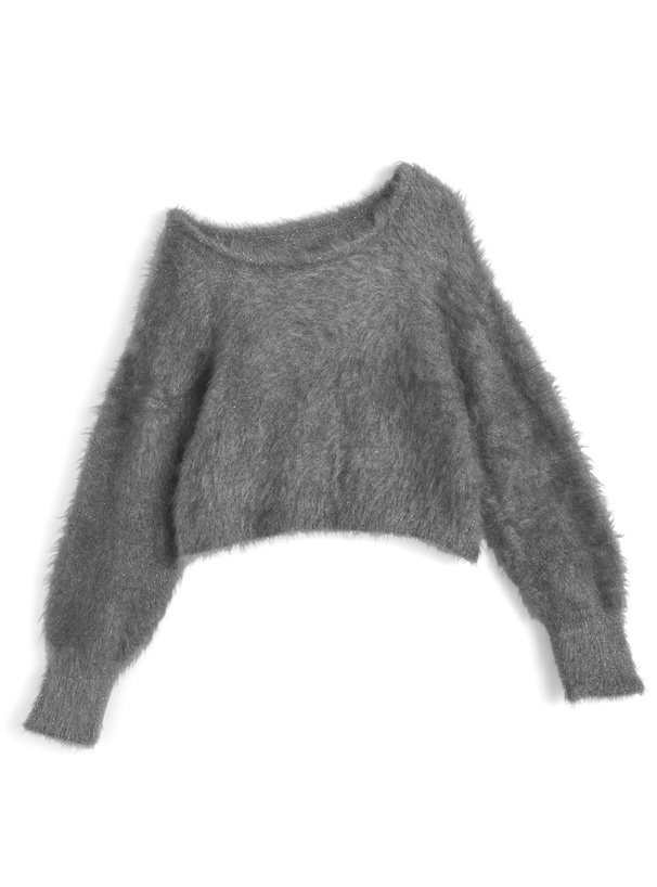 ワンショルダーラメニットトップス