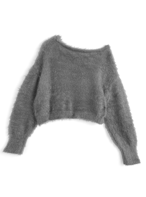 ワンショルダーラメニットトップス