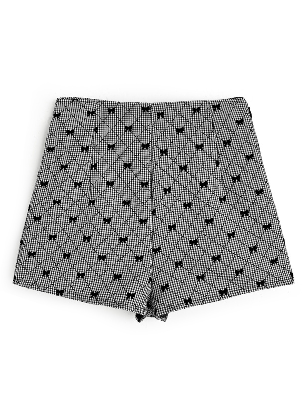 千鳥柄フロッキーリボンショートパンツ