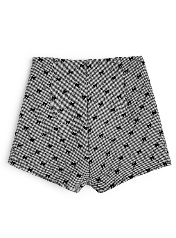 千鳥柄フロッキーリボンショートパンツ