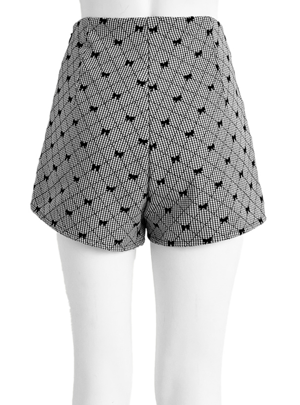 千鳥柄フロッキーリボンショートパンツ