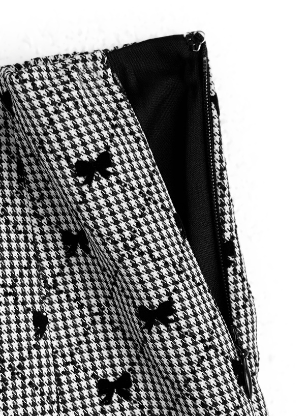 千鳥柄フロッキーリボンショートパンツ
